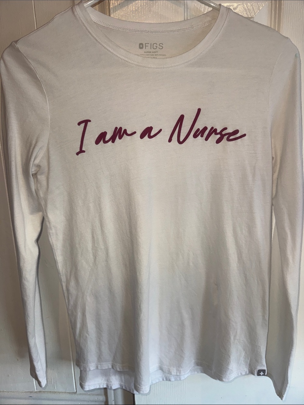 FIGS "I am a Nurse" Women's Long Sleeve Pima Cotton T-Shirt Size XS